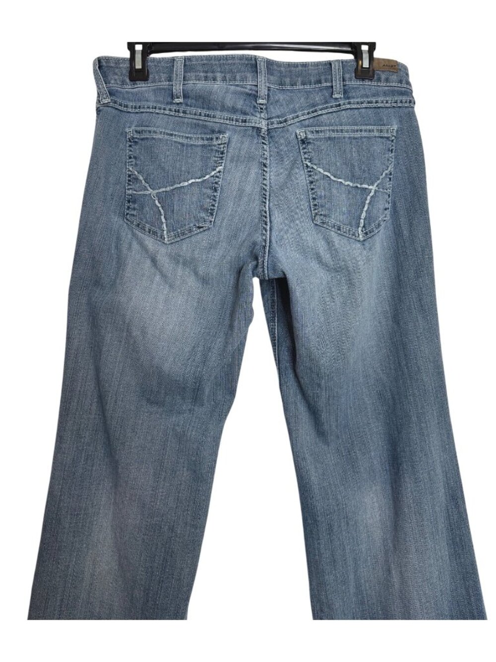 Ariat Trouser Mid Rise Size 32 Wide Leg  Jeans Baseball Stitch Denim - Picture 9 of 12